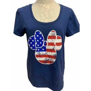 Disney Parks Blue Woman’s Tee Shirt Size Small Minnie Mouse Patriotic Ears